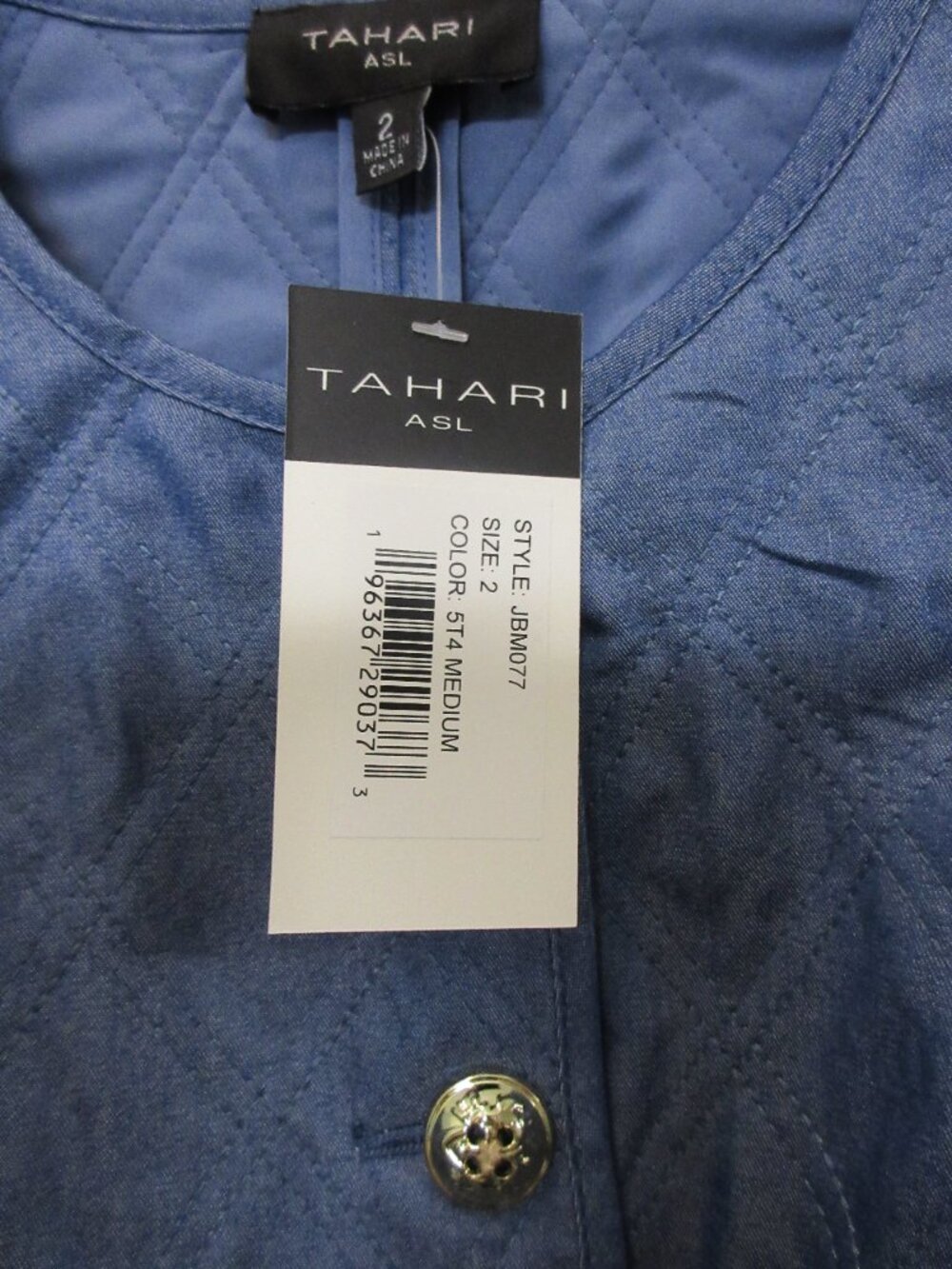 TAHARI ASL Denim Quilted Jacket - Picture 3 of 3